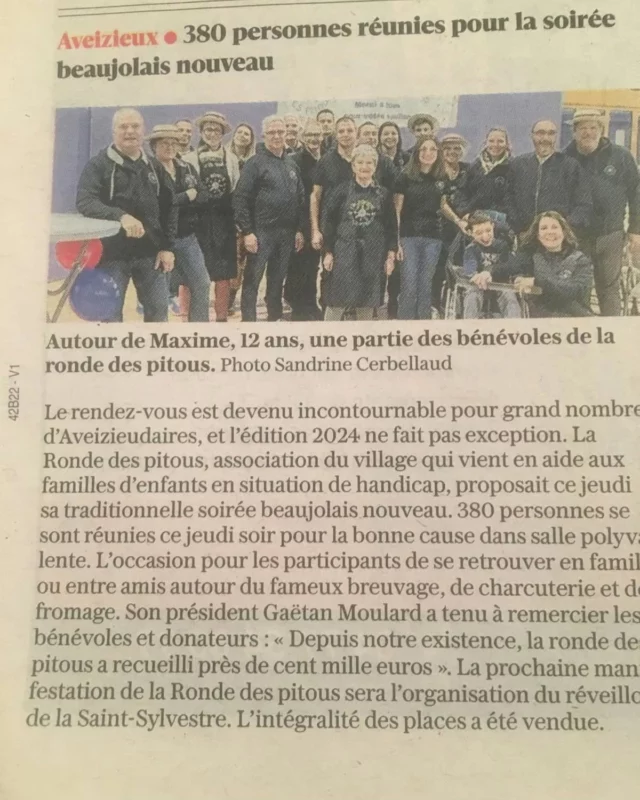 380 personnes réunies pour la soirée beaujolais ! Merci à tous pour votre mobilisation 😉😘