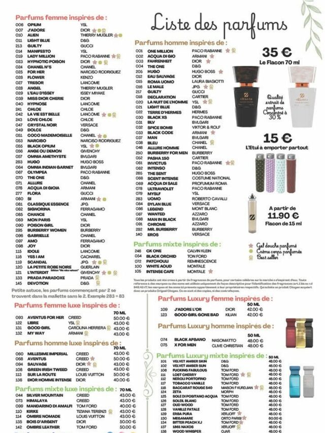 Parfums à inspiration des plus grands, jusqu’au 25 novembre.
Possibilité de commander lors de notre soirée beaujolais du 20 novembre.
N’hésitez pas à commencer vos achats pour les fêtes de fin d’année, 5€ par parfums sont reversés à l’association.
Un achat solidaire, quoi de mieux pour penser à Noël !